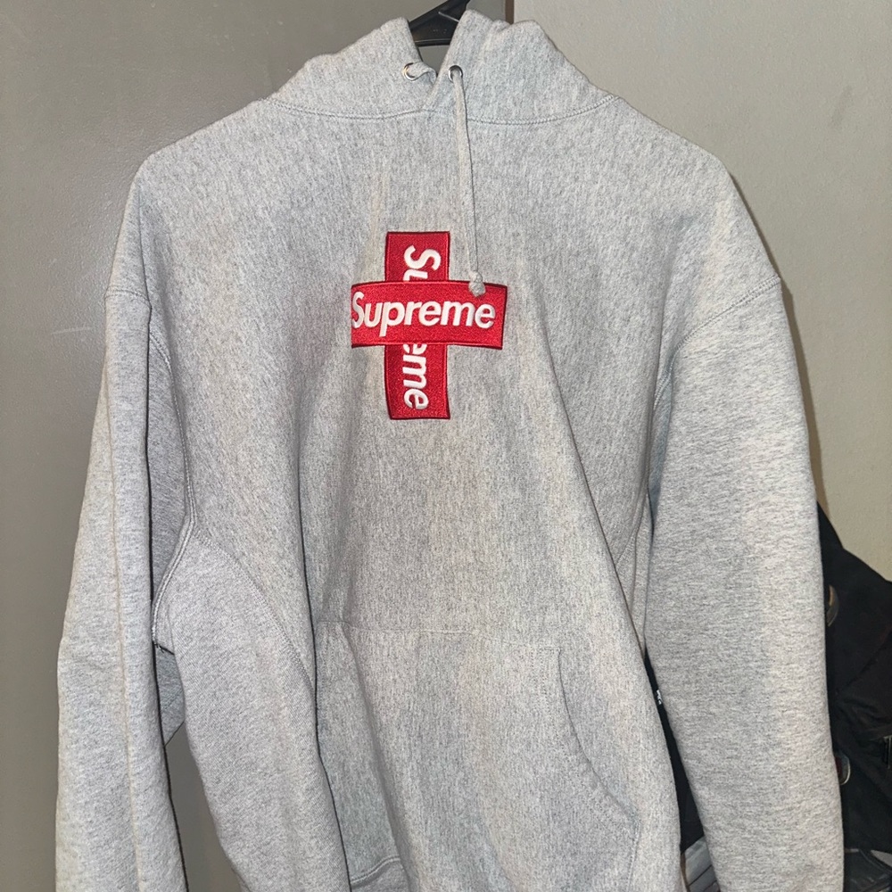 Supreme Red Cross Box Logo Hoodie Size L